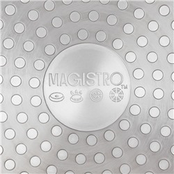 Сковорода Magistro Flame, d=22 см, h=4.5 см, кованый алюминий, ручка soft-touch, антипригарное покрытие, индукция, чёрная