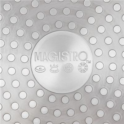Сковорода Magistro Flame, d=24 см, h=4.7 см, кованый алюминий, ручка soft-touch, антипригарное покрытие, индукция, чёрная