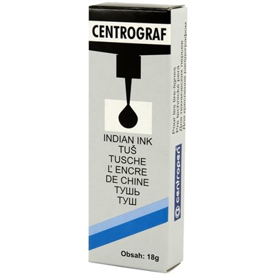 Тушь для рапидографа Centropen, черная, с капельницей,18 г, пластик. флакон