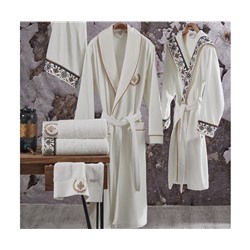 Семейный Махровый Набор Халатов 8 Предметов Ahsen Krem/Krem Aile Bornoz Seti - EcoCotton