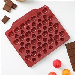 Форма для шоколада Доляна «Море сердец», силикон, 18×15×1 см, 52 ячейки, МИКС