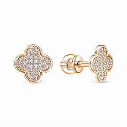 Серьги с фианитом позолоченные серебро 925*