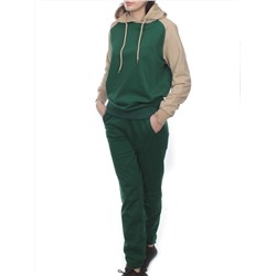 NOE103 BEIGE/GREEN Костюм спортивный женский (хлопок 90%, полиэстер 10%)