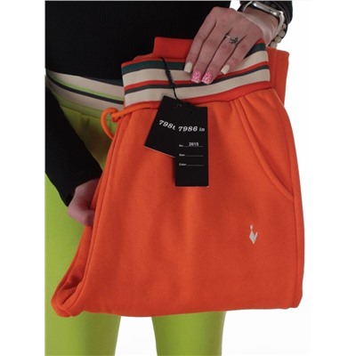 2615 ORANGE Брюки утепленные спортивные женские (85% хлопок, 10% полиэстер, 5% спандекс)