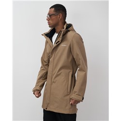 Парка спортивная мужская с капюшоном softshell бежевого цвета 9565B