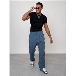 Брюки утепленный мужской зимние спортивные синего цвета 21137S