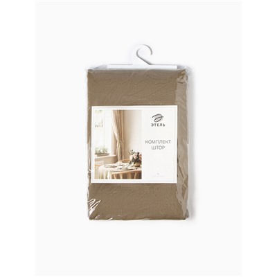 Шторы для кухни Этель ECO, оливковые, 130 +/-6×180 см - 2 шт., подхваты - 2 шт., 70% хлопок, 30% лён