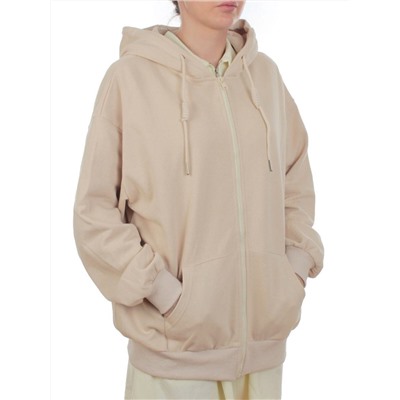3265 BEIGE Худи на молнии женское (95% хлопок, 5% эластан)