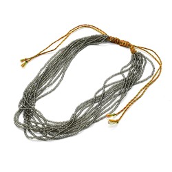 Колье из циркона 10 нитей шарик 2мм, цвет дымчатый