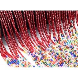 Бусины из шпинели шарик гр.2мм цв.алый, ассорти, 37см, 197 бусин