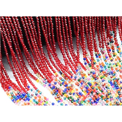 Бусины из шпинели шарик гр.2мм цв.алый, ассорти, 37см, 197 бусин