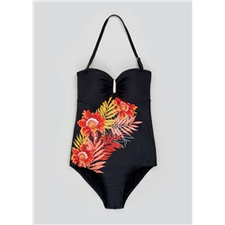 Soon Floral Palm Bandeau Swimsuit