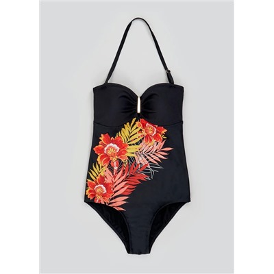 Soon Floral Palm Bandeau Swimsuit