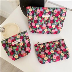 Capacious cosmetic bag, handheld organizer bag to go out, travel bag, liner, floral print