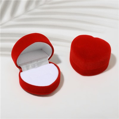 Футляр бархатный под кольцо, серьги «Сердце малое» 4×4.5 см, бордовый