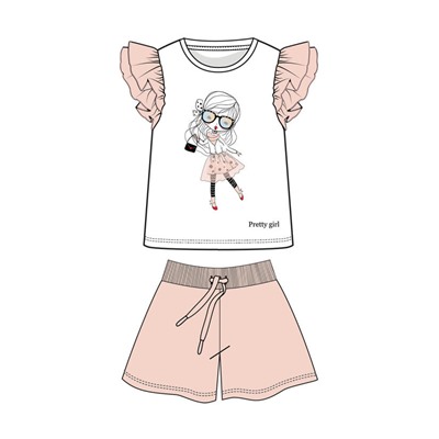 Комплект для девочки: футболка, шорты