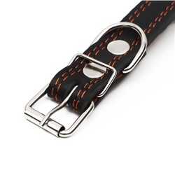 Ошейник кожаный «Строгий шип», 56×2.5 см, ОШ 35-45 см, чёрный