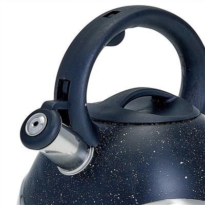 Чайник со свистком 3 л из нержавеющей стали, капсулированное дно WEBBER BE-0574 черный мрамор
