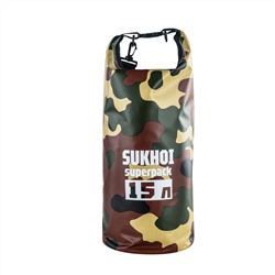 Водонепроницаемый рюкзак Sukhoi Superpack 15 л (камуфляж) - В случае, если лодка перевернулась, то рюкзак не утонет и не промокнет. Можно использовать в сильный ливень для сухого хранения наиболее важного снаряжения №705