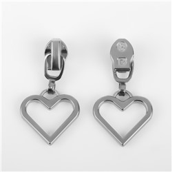 Бегунок для молнии «Спираль», №3, «Сердце», 10 шт., цвет никель