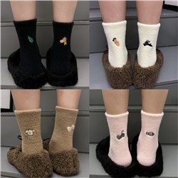 Demi-season velvet embroidery, brand keep warm cute knee socks for pregnant, with embroidery, internet celebrity