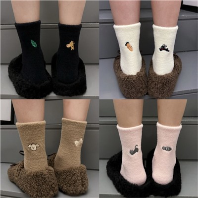 Demi-season velvet embroidery, brand keep warm cute knee socks for pregnant, with embroidery, internet celebrity