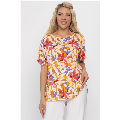 Блуза Маргоша (бежевая/цветы) Б13783-16М