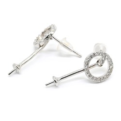 Основа для сережек,серебряные пусеты 18*9мм с фианитами, 1пара.