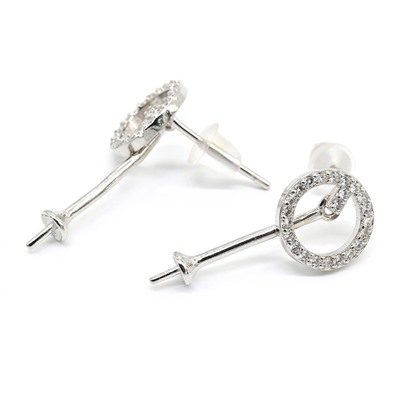 Основа для сережек,серебряные пусеты 18*9мм с фианитами, 1пара.