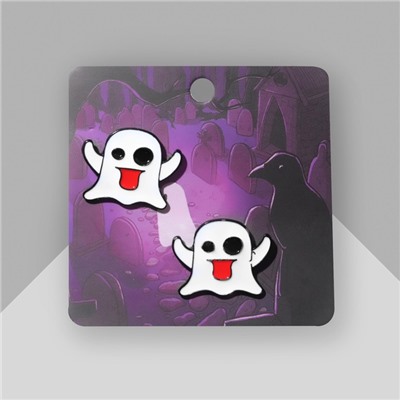 Серьги с эмалью «Привидения» кривляки, цветные