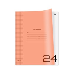 Тетрадь 24л. клетка BG "UniTone. Neon", пластиковая обложка, неон оранжевый