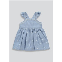 Girls Short Sleeve Denim Stripe Dress (Tiny Baby-23mths)