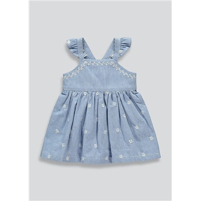 Girls Short Sleeve Denim Stripe Dress (Tiny Baby-23mths)