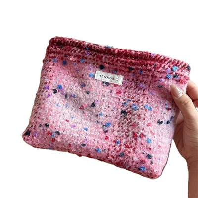 High quality handheld cosmetic bag, shoulder bag, woolen liner, storage bag