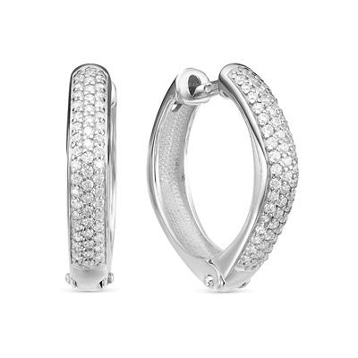 Серьги с фианитом родированные серебро 925*