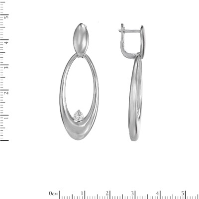 Серьги 'Эли' с фианитами, родий ТДС.558Ф0R