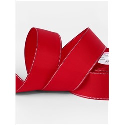 Лента репсовая, с серебряным люрексом, 40 мм, 23±1 м, красная №026