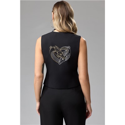 Жилет Gizart 11159 чёрный принт