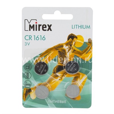 Батарейка литиевая Mirex CR1616/4BL