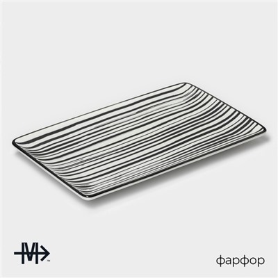 Блюдо Magistro Hypnose, 27×16.5×2 см, прямоугольное, фарфор, белое