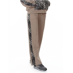 008 BEIGE/LEOPARD Костюм спортивный зимний женский (95% хлопок, 5% полиэстер)