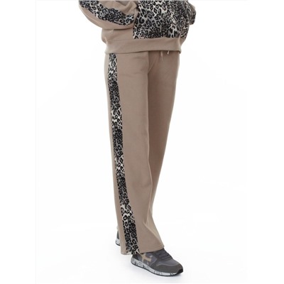008 BEIGE/LEOPARD Костюм спортивный зимний женский (95% хлопок, 5% полиэстер)