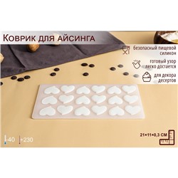Форма для шоколада «Сердца», силикон, 18 ячеек, 21×11×0,3 см, цвет прозрачный