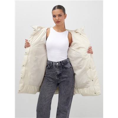 Куртка женская демисезонная с капюшоном бежевого цвета 1139B