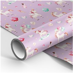 Бумага упаковочная 70*100см MESHU "Единорожки" 80г/м2 MS_53462/50/Россия