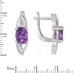 Серьги 'Трель' с аметистом и фианитами ТГСК.853АМR
