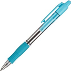 Ручка шариковая автоматическая PILOT Super Grip, резиновый упор, 0.7 мм, масляная основа, стержень синий, корпус голубой