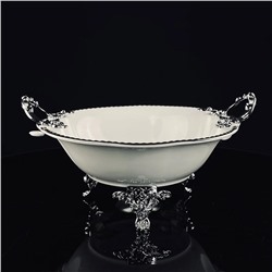 205-928 Глубокое блюдо 25см на ножках с ручками ATLANTIS в под.уп.(х8)Фарфор