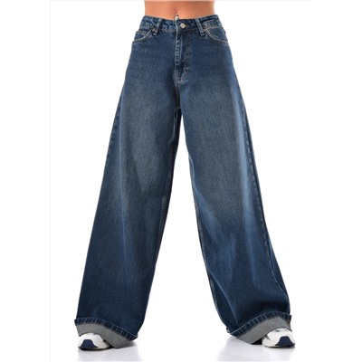 Женские джинсы широкие с подворотом CRACPOT