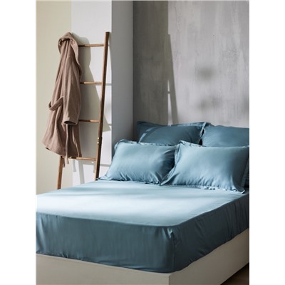 Простыня на резинке SL Home Tencel 180*200+30 см , цв. серо-голубой